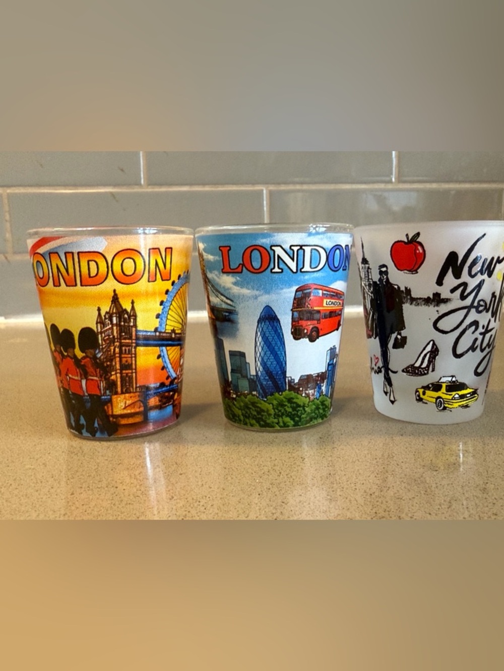 London/ New York Souvenir Shot Glass - set of 3